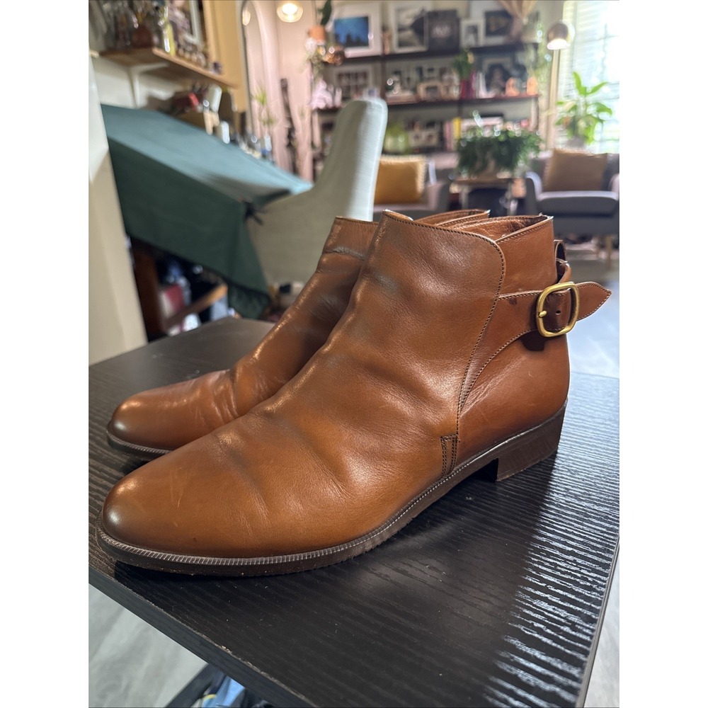 Mens Bruno Magli Angiolini Brown Leather Ankle Strap Dress Boots Size 9